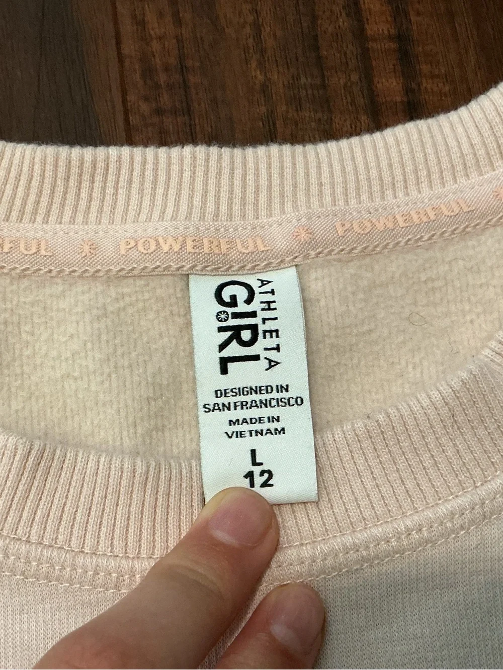 Athleta Girl Ballet Pink Crewneck Pocket Sweatshirt Size L 12 NWOT